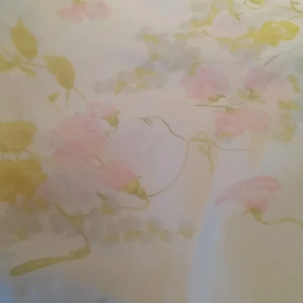 Vintage 1980s ruffled pink yellow pillow sham